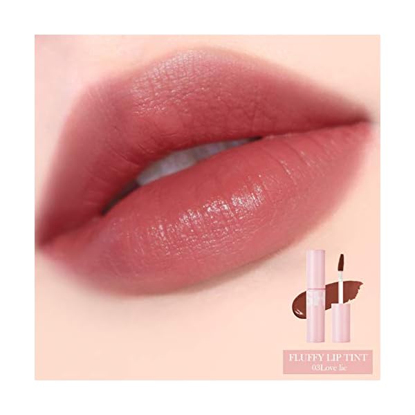 BLESSED MOON FLUFFY LIP TINTㅣ Long Lasting and Highly Pigmented Wine - Burgundy Matte Lip Tint, Moisturizing and Nourshing Lip Tint (03 LOVE LIE)