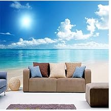 Tropical Ocean 3D Removable Wallpaper Self-Adhesive, Sunny Beach Wall Murals Peel and Stick Wall Stickers, for TV Sofa Background Living Room Bedroom Home Decor,116" W x 91" H