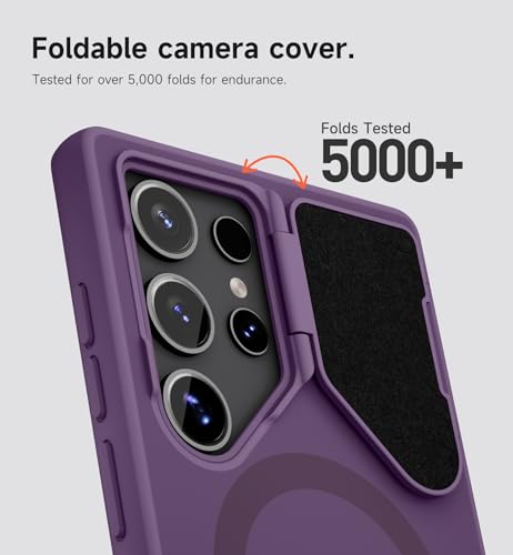 Image of SURITCH for Samsung Galaxy S24 Ultra Phone Case, Magnetic Protective Cover with Camera Cover & Adjustable Metal Kickstand for Galaxy S24 Ultra (2024)-Dark Purple