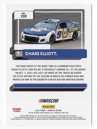 AUTOGRAPHED Chase Elliott 2023 Donruss Racing (#9 NAPA Camaro) Signed NASCAR Collectible Trading Card with COA