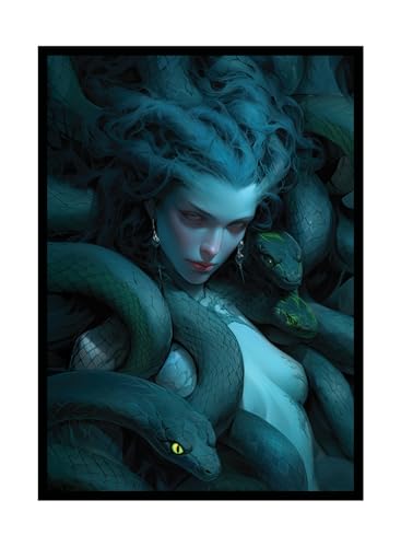 Katomula 100 MTG Card Sleeves with 100 Inner Sleeve, Textured Back Art Sleeves, Fit Standard Size Cards - Medusa