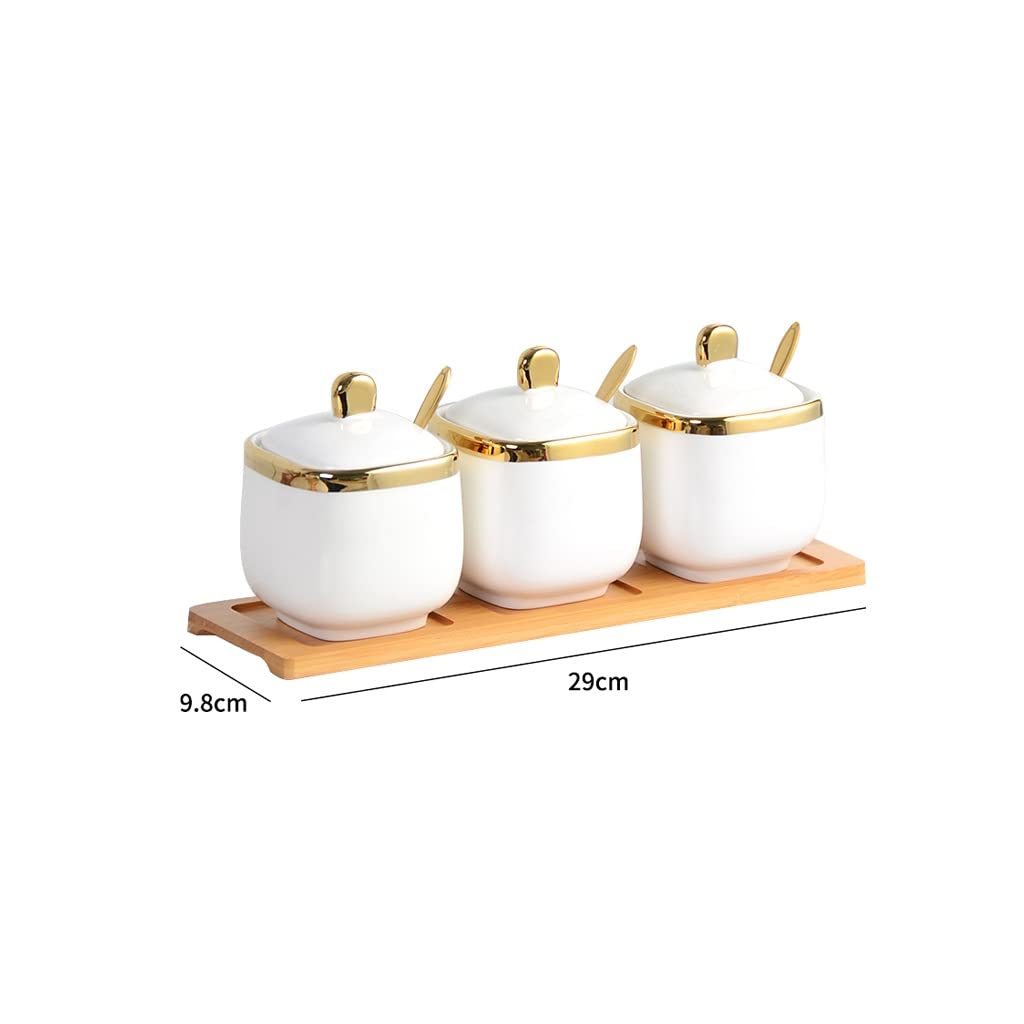 SSDD Einfache keramische Haushalts-Gewürz-Box-Gewürz-Jar-Salzschüttler-Gewürz-Flaschen-Küchenbedarf-Speicher (Size : Three)