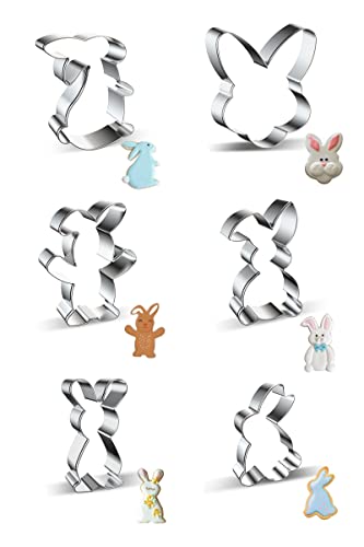MASOP Hasenform Plätzchen Ausstecher 6 Stück Osterhasen Keks Ausstechform Oster Set Hasen Keksausstecher Hase Ostern Geschenk Kinder Backform Cover