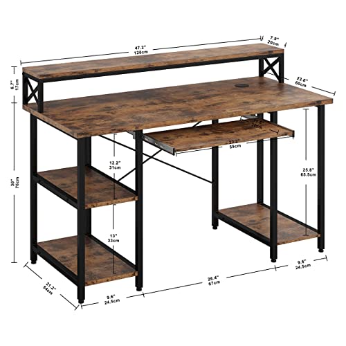 Ironck Computer Desk 47", Home Office Pc Desk With Keyboard Tray Monitor Stand Storage Shelf Cpu Stand, Modern Study Writing Table For Home Office #TOP2