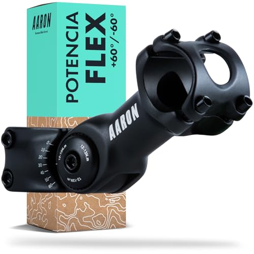 AARON Flex Bike Stem - Potencia de manillar ajustable en altura - potencia para una postura sentada ergonómica - elevador de manillar de bicicleta adecuado para bicicleta de trekking, de ciudad, negro