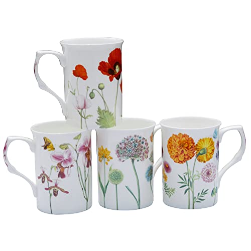 Grace Teaware Bone China Coffee Tea Mugs 9-Ounce, Assorted Set Of 4 (Wildflower Garden) #TOP1