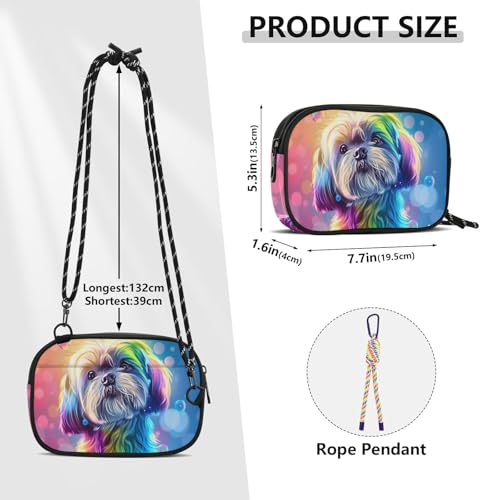 Crossbody Bag Cute Shih Tzu Dog in Rainbow Color Phone Purse Small Handbag3