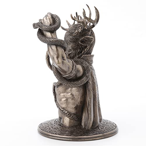 Busto escultura Cernunnos dios cornudo bronce resina 8.6 in miniatura 3