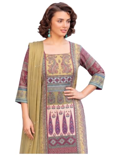 Image of ANNI Designer Women's Rayon Viscose Straight Printed Kurta with Pant and Dupatta