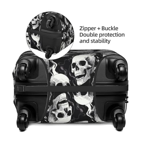 Black And White Multiple Skulls Elastic Travel Luggage Covers Dustproof Scratch-Resistant Suitcase Protector Fit 22-24 Inch2
