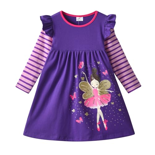 DXTON Mädchen Kleider Langarm Kleid Baumwolle Kinder Kleidung Winter...