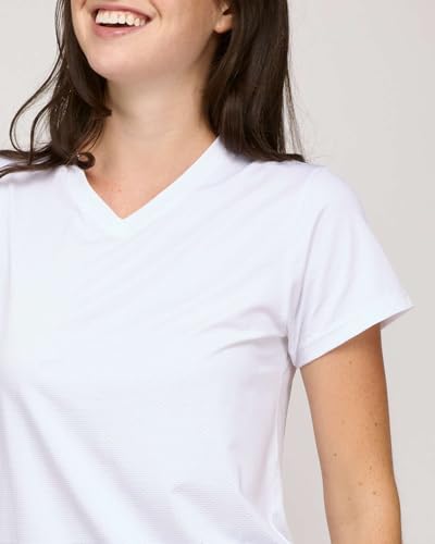 Real Essentials 5 Pack: Women's Short Sleeve Breeze Tech V-Neck T Shirt –Workout Top Wicking Dry Fit Athletic Tee (Plus)3