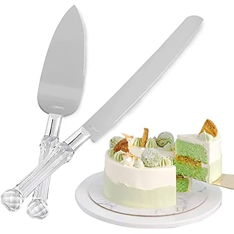 AOTWAN Wedding Cake Knife and Server Set, Wedding Cake Knife Set Crystal Handle Cake Cutter with Packing Box Wedding Cake Knife for Engagement, Anniversary, Birthday, Party, Prom Cover