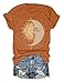 Semisun Women Mystic Moon and Sun Tshirt Celestial Moon Retro Graphic Tees Summer Casual Short Sleeve Tops Burnt Orange