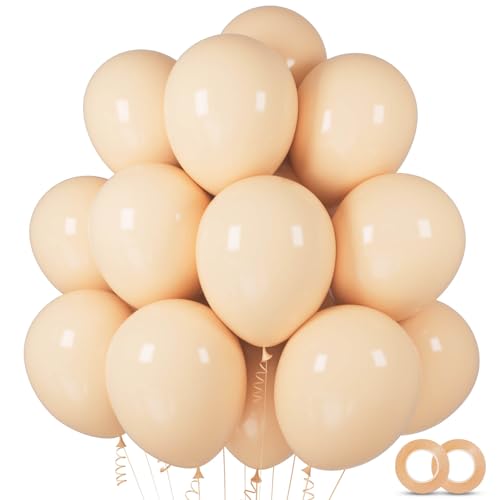 Image of 100pcs Nude Balloons Beige Apricot Balloon 12 Inch | Boho Neutral Latex Round Helium Balloons for Thanksgiving Baby Shower, Boho Theme Birthday Party