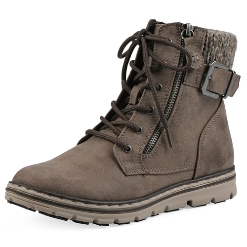 CLIFFS BY WHITE MOUNTAIN Shoes Kelsie Botines estilo senderismo con cordones para mujer, Piedra/Tela, 43 EU