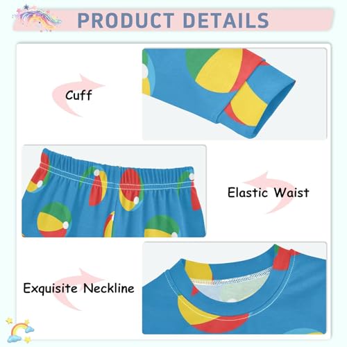 Pajama Sets Long Sleeve Beach Balls on Blue Soft Comfy Sleepwear 2 Piece PJS 3-8T4