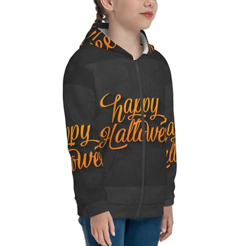 Happy Halloween Kids Pullover Hoodies Boys Zip Up Sweatshirts Girls Athletic Clothes with Pocket4