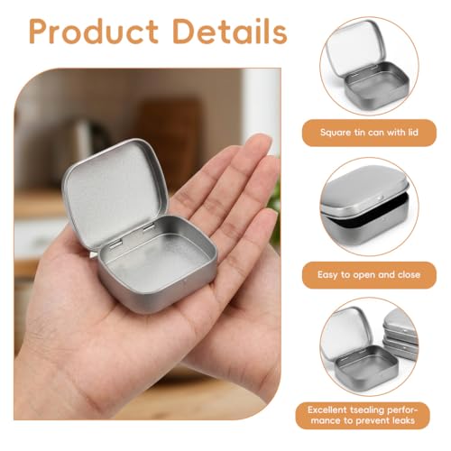 Image of HASTHIP 6 Pcs Small Metal Tin Boxes with Lids - Rectangular Metal Hinged Tin Box Container Mini Portable Storage Container Kit for Crafts, Candies, Spices, Travel & DIY, 6x4.7x1.5cm