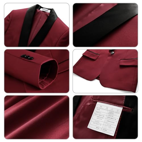 Image of Boy Suits 3 Piece Slim Fit Formal Suit Set with Tuxedo Jacket Vest Pants for Kids Wedding Ring Bearer Party