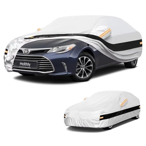 Image of 10 Layers Sedan Car Cover Custom Fit for Toyota Avalon (1994-2026), Waterproof All Weather for Automobiles, Outdoor Full Cover Sun Dust Rain Protection with Cotton. Silver