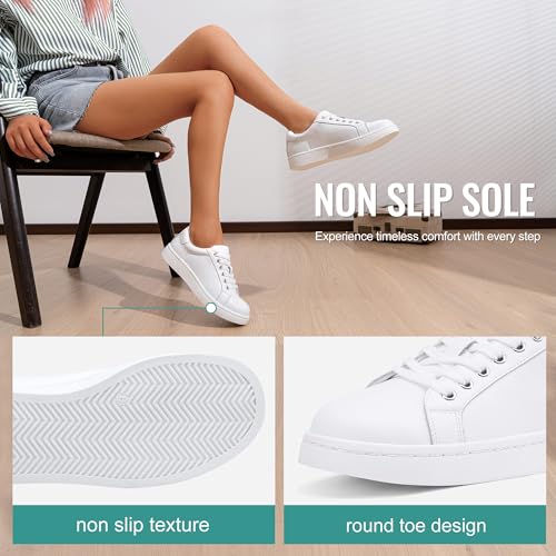 Image of Vepose Women's Lace-Up Walking Sneakers, Casual Low Top Shoes 8003