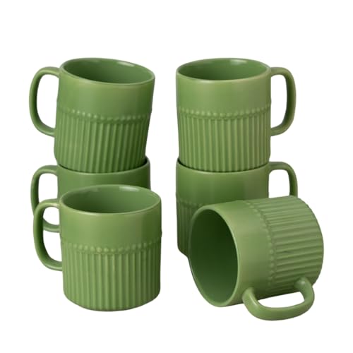 Image of Clay Craft Fine Ceramic Crimson Green Coffee Mug Set of 6, Cups for Tea & Coffee, Mug Set, Gift Set, Elegant Design for Home and Kitchen and Can Be Gifted to Your Loved Ones On Any Occassions