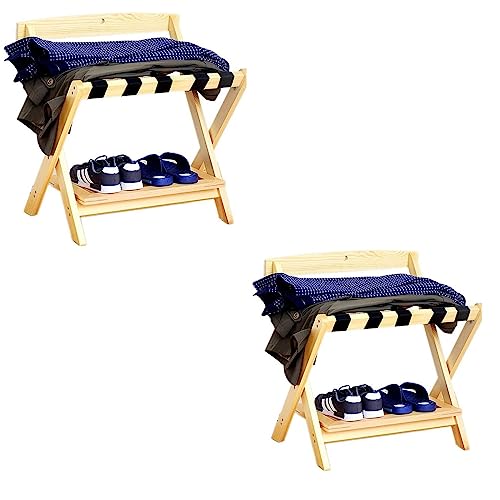 Range-valise pliable en bois avec étagère basse pour optimiser votre chambre d'amis