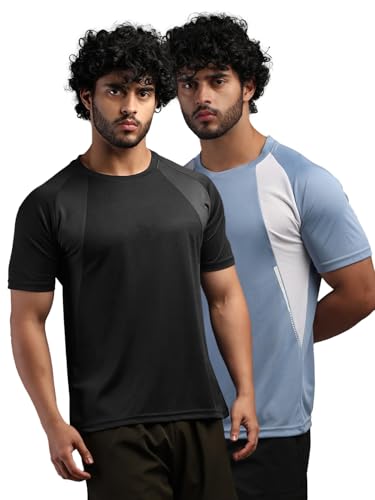 Image of CHKOKKO Gym Tshirt for Men Workout Regular Fit Sports Activewear Man Tshirts with Round Crew Neck and Half Sleeves for Yoga Running&Outdoor Activities