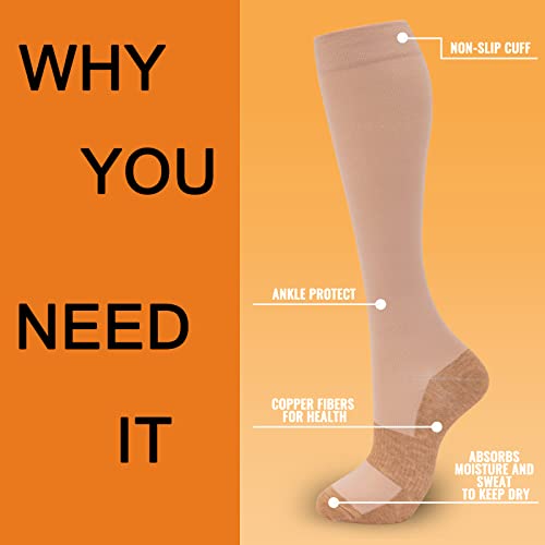 Image of fenglaoda 8 Pairs Compression Socks for Men & Women 20-30 mmHg Knee High Nurse Pregnant Running Medical and Travel Athletic