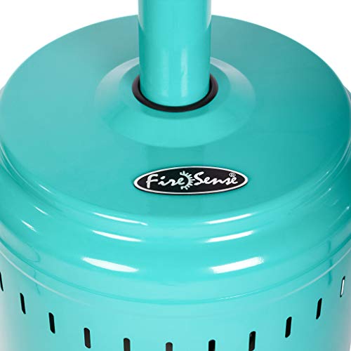 Fire Sense 61130 All Seasons Patio Heater With Wheels 46,000 Btu Output Electronic Ignition System Portable Outdoor Propane Heater Commercial Series Patio Heater - Aqua Blue #TOP6