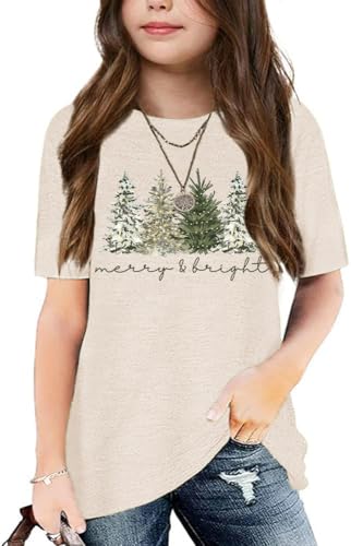 Image of Graphic Tees for Girls Kids Summer Tops Crewneck Short Sleeve T Shirt 5-14 Years