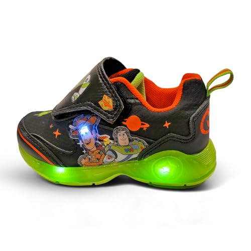 Disney Toy Story Woody & Buzz Black/Green Boy's Lighted Athletic Sneaker (Toddler/Little Kid)4
