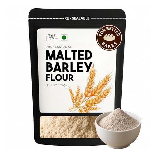 TWF Malted Barley Flour | 200gm | Professional | Diastatic | With Resealable Packaging | Great Essential for Baking | No Added Flavor | No Added Color | Low in Gluten