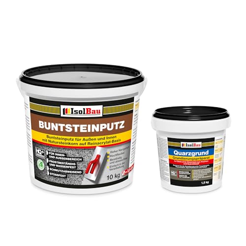 Isolbau BP50 Enduit de mosaïque pour l'extérieur et l'intérieur (blanc, jaune, marron, noir) 10 kg – Enduit décoratif mosaïque résistant au gel, à...