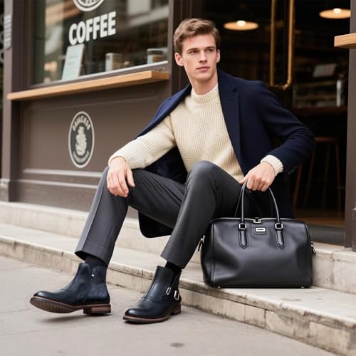 Image of Men's British-Style Buckle Oxford Boots | Buckle Strap Side-Zip Oxford Boots for Casual, Business & Work (Ankle-Length)