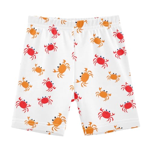 Simple Cute Crab Girls Shorts Elastic Waist Sports Shorts Girls Leggings Pants for 4-10 Years