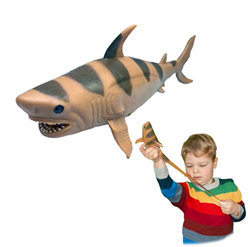 Rep Pals - Tiburón Tigre, Juguetes elásticos de Deluxebase. Réplicas de Animales súper elásticos Que parecen Reales. Ideales para niños y niñas
