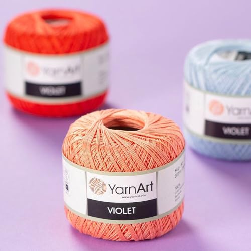 Yarn Art 1 Skein YarnArt Violet,100 Mercerized Cotton Yarn Threads Crochet Lace Hand Knitting Yarn Embroidery Arts Crafts (Green 6334)
