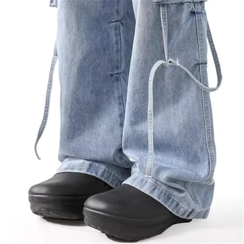 Men Vintage Blue Multi Pockets Baggy Jeans Pants Clothes Straight Gothic Denim Trousers2