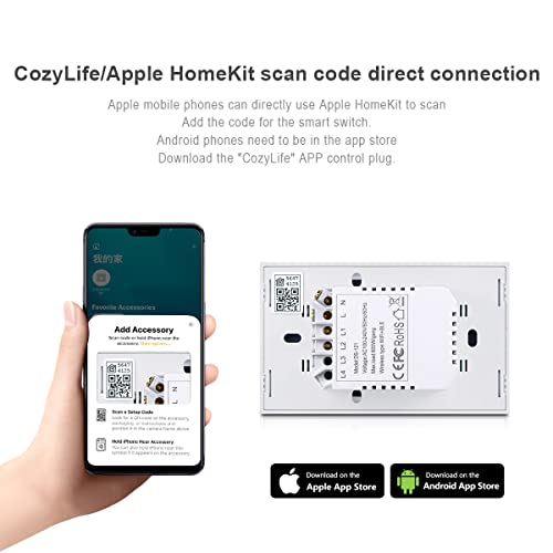 Aimengte Homekit Smart Switch, Glass Panel Touch Switch, Electrical Light Switches Compatible With Siri, Alexa, Google Assistant, Neutral Wire Required, Mfi Certification (Black, 1 Gang) #TOP2