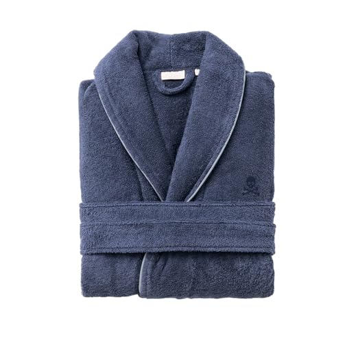 Albornoz S-M 100% Algodón 360GSM Azul con ribetes grises Scalpers Home