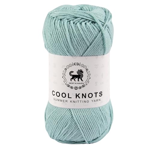 Image of NESTNHAVEN Cool Knots, Hand Knitting Yarn (1 Yarn Ball 100g) - Luxury for Crochet, Amigurumi, Embroidery, Toys, Garments, Flowers and Hobby Projects (Ice Blue)