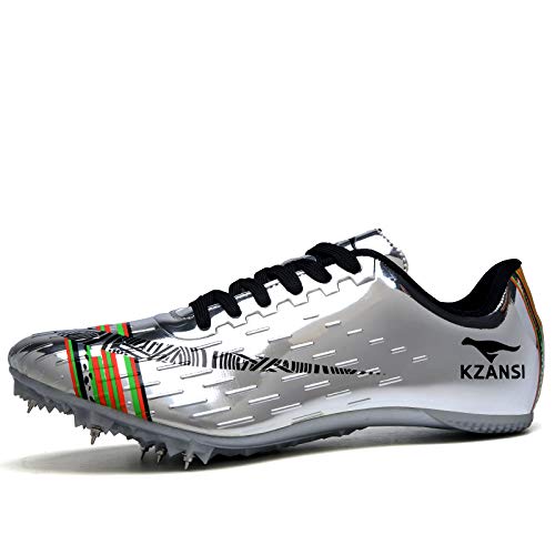 Track Spike Shoes | Track Shoe for Men Women | Utralight Comfort professinal Track & Field Shoes | Unisex-Adult Running (US 8) Silver