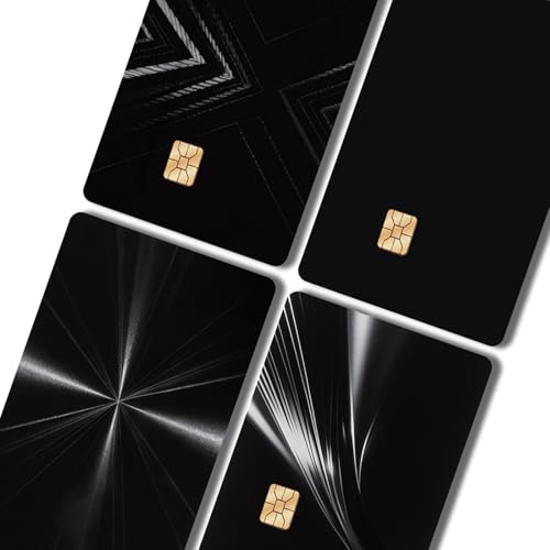 Credit Card Skin, 4PCS Black and Silver Debit Card Skin Cover Set, Minimalist Luxury PVC Waterproof Anti-Wrinkling Bank Card Sticker with Chip, Ideal Gift for Men Women Dad Friends