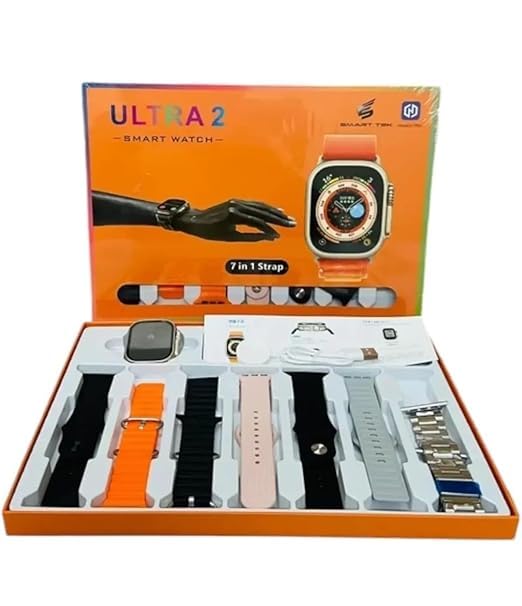 Ultra 3 Series Smartwatch Combo: Bluetooth Calling, Health Monitoring, Android & iOS Support – 10-in-1 Set (Watch, 7 Straps Multicolours) for Men & Women