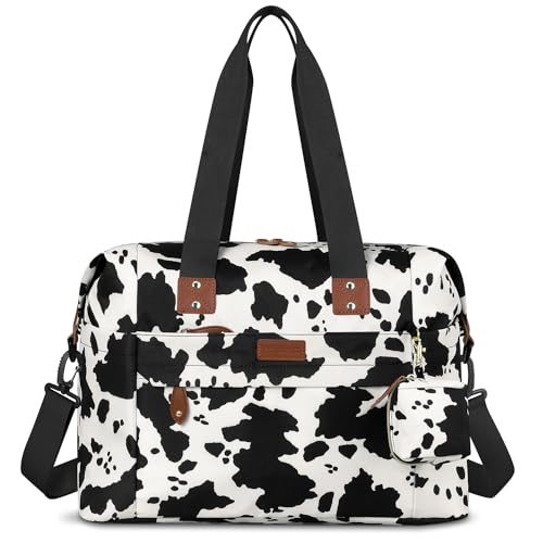 Image of Pritent Diaper Bag Tote - Diaper Baby Bags with Pacifier Case, Shoulder Straps, Stroller Clips, Waterproof Large Mommy Maternity Bag Travel Baby Bag for Mom and Dad, Cowprint, Medium