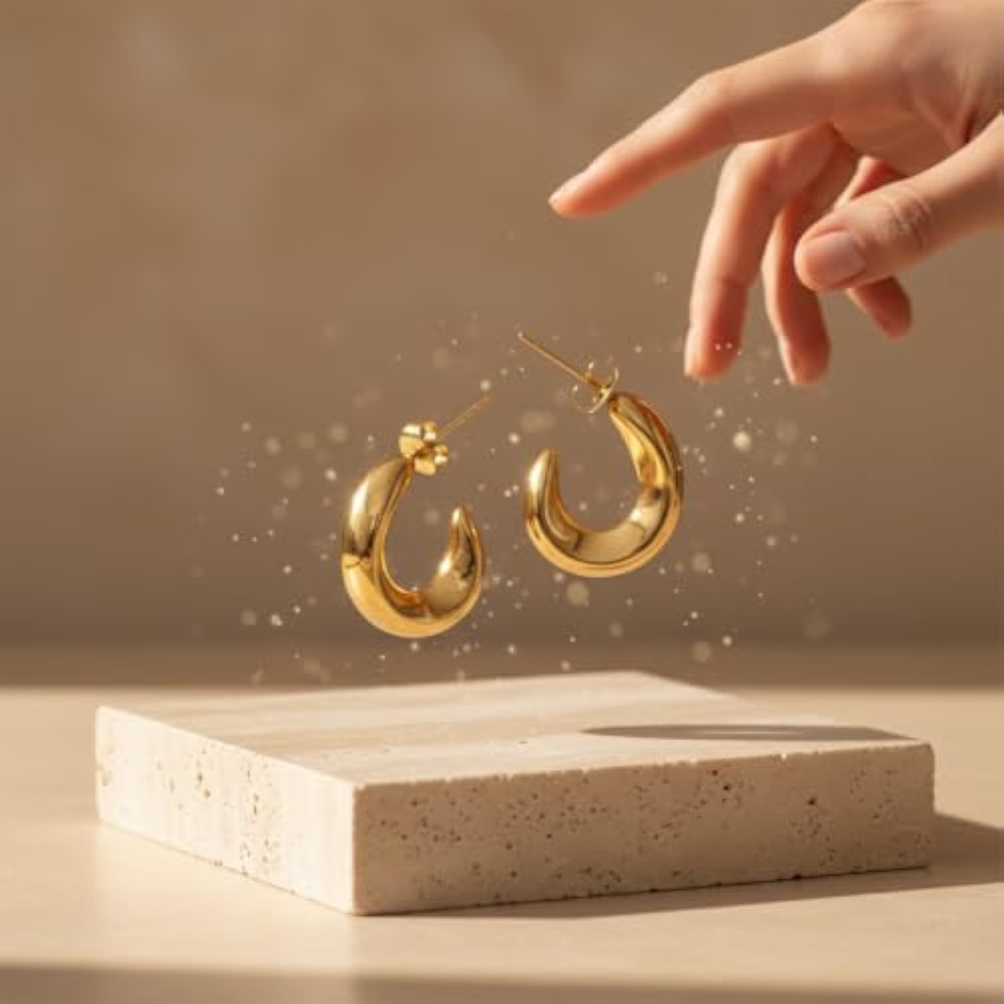 Gold Chunky Hoop Earrings for Women, Statement Style