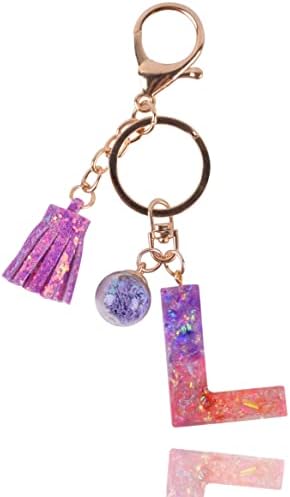 VINTAGE EMBROIDERY V.E. Initial Keychain Letter Alphabet Sweet Bag Charm Key Chain for Women Girl Birthday Gifts