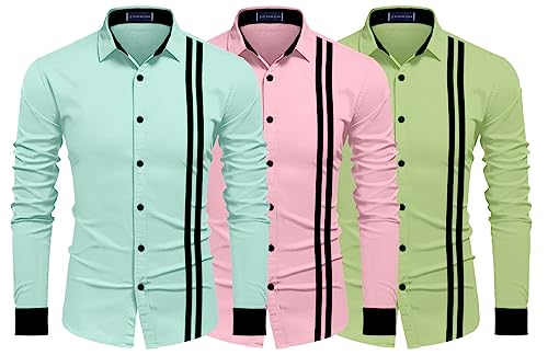 Image of Zombom Men's Striped Regular Fit Shirt
